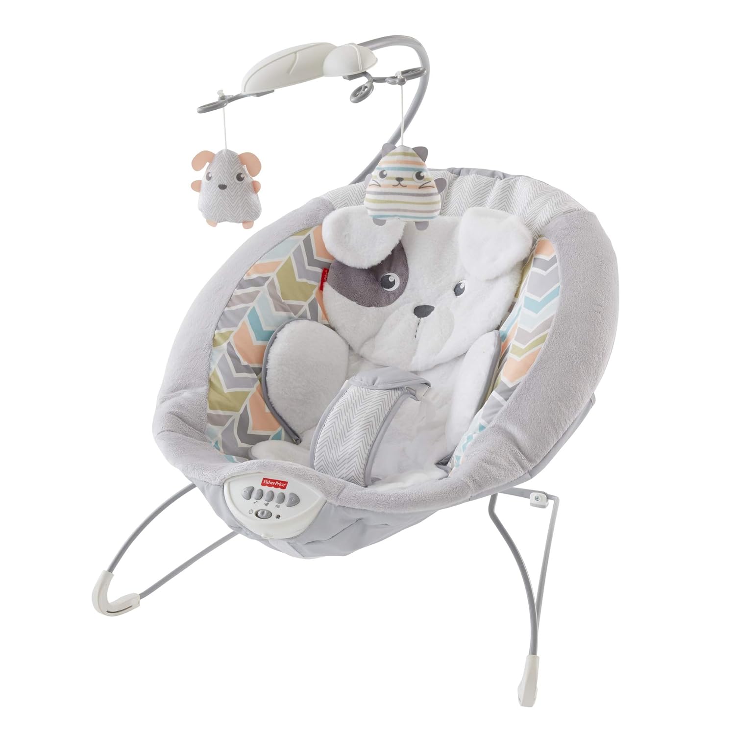 Fisher-Price Sweet Snugapuppy Deluxe Bouncer, Portable Baby Seat with Music and Calming Vibrations Q8492