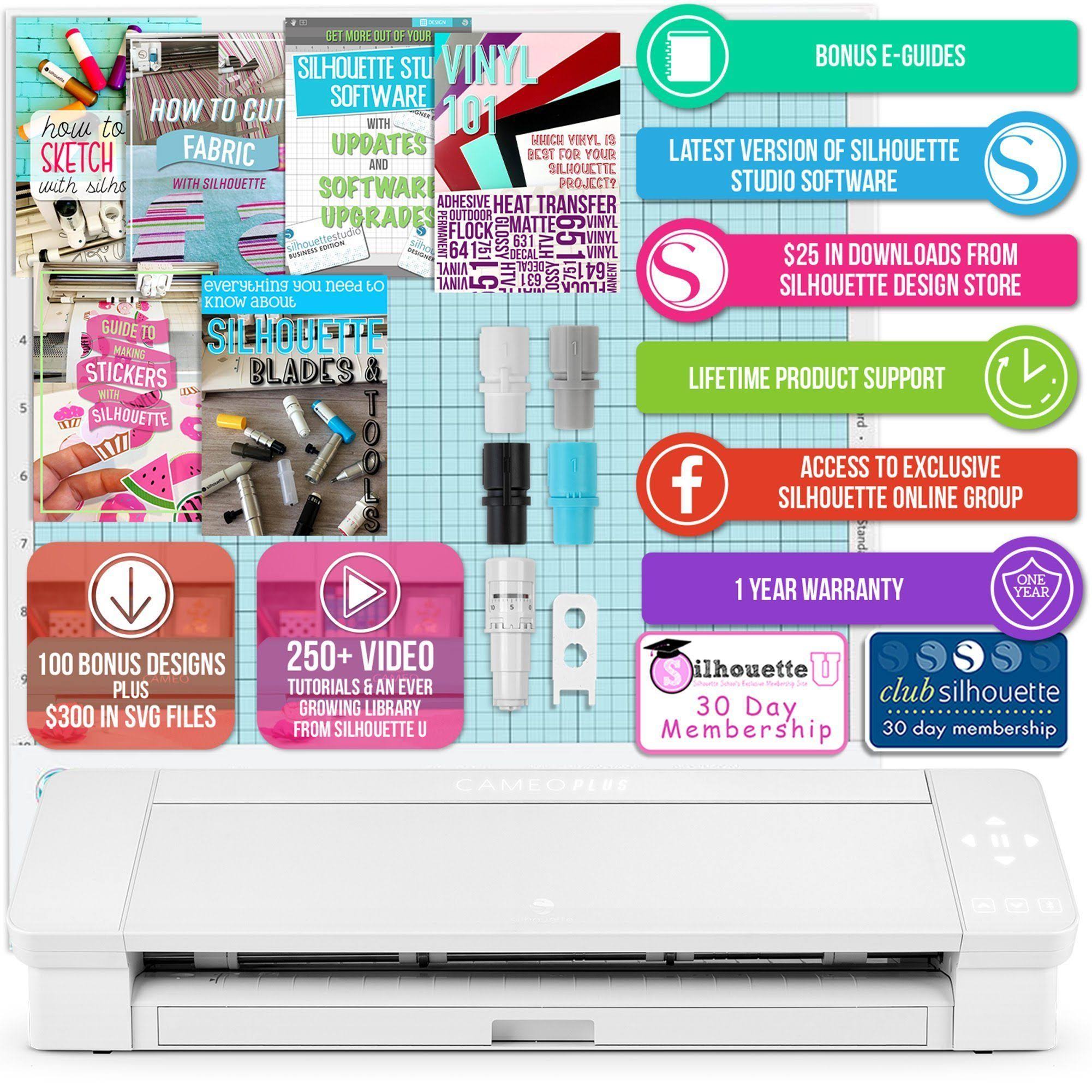 Silhouette White Cameo 4 Plus 15x22 with Blade Pack, Vinyl, HTV, Pens K5072