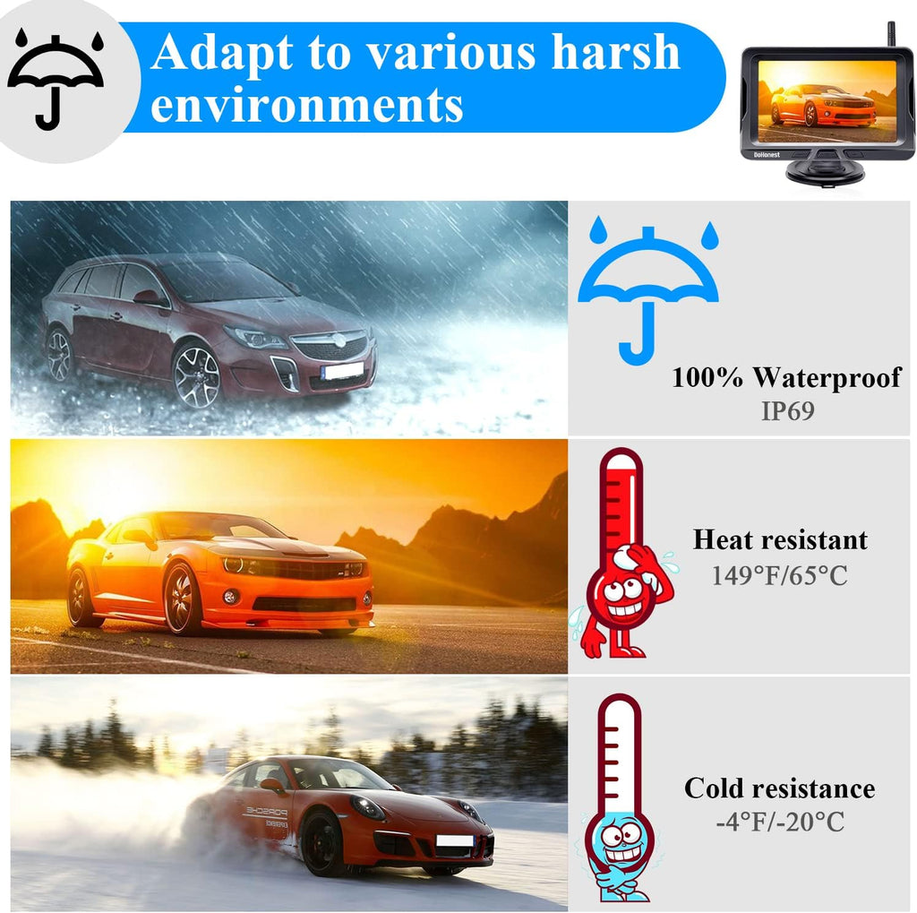 DoHonest S4 Wireless Backup Camera with 5" Monitor for Truck Pickup Minivan M2326
