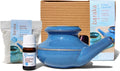 Baraka Complete Sinus Care Tool Kit for Home - Neti Pot (Blue), 5 ml Essential Oil, 2 oz Mineral Salt Rinse Pack of 2