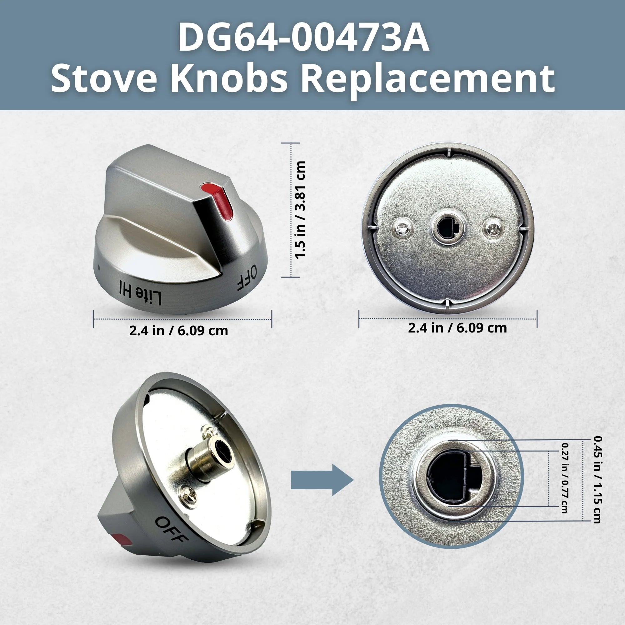 SET OF 5 DG64-00473A Stove Knobs Replacement for Samsung Gas Range B568066