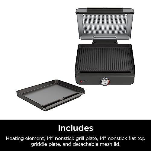 Ninja Griddle and Indoor Grill, 14" Electric, Nonstick, Dishwasher Safe, Silver D242