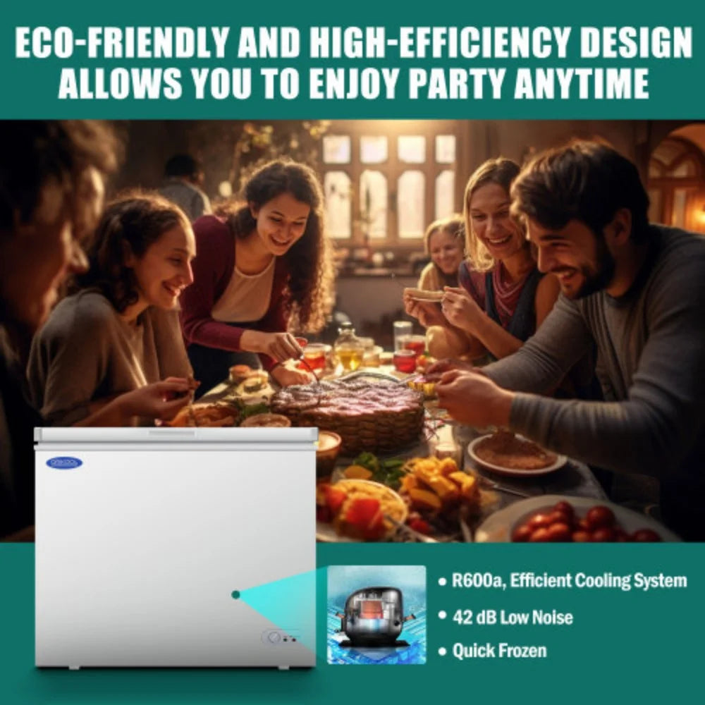 ORIKOOL Chest Freezer 7.0 Cu.ft Solid Top with Lockable Lid Q6856