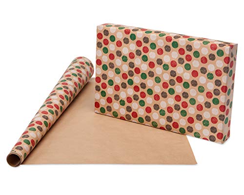 American Greetings Vintage Kraft Christmas Wrapping Paper Rolls, 4 Rolls, 80 sq. ft. D740