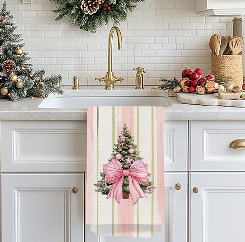 Christmas Tree Kitchen Towels - Neutral Christmas Hand Towels, 16 x 24 Inch V47794