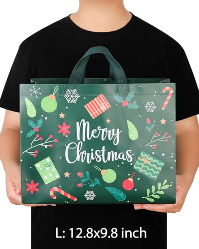 Christmas Gift Bags Assorted Sizes 12PC with Handles, Heavy Duty Non-Woven T61434