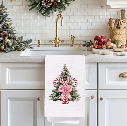 Christmas Tree Kitchen Towels - Neutral Christmas Hand Towels, 16 x 24 Inch V47794