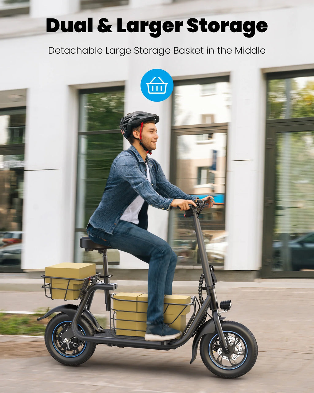 Kistp 550W Electric Scooter with Seat for Adult, 12 inch, 20 Miles Range W21588