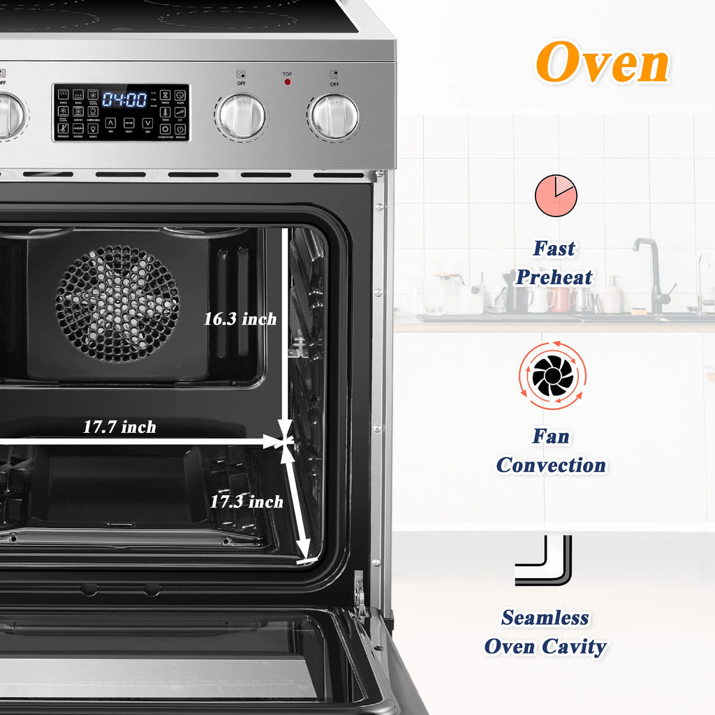 Lanbo 24 inch 2.9 Cu.ft Freestanding Electric Range with Air Fry and Convection Oven O961668