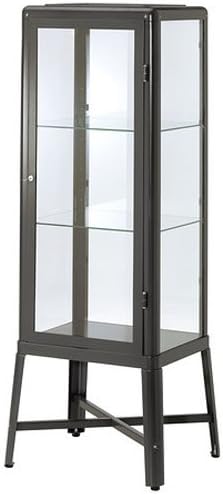 Ikea Fabrikor Glass Door Cabinet, Dark Gray, Lockable W364