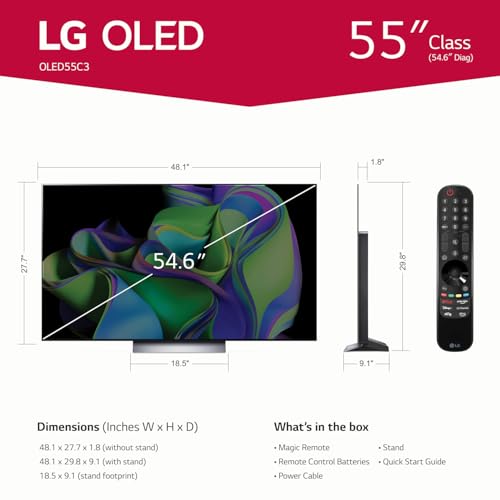 LG C3 Series 55-Inch OLED evo 4K Smart TV with Magic Remote O190119