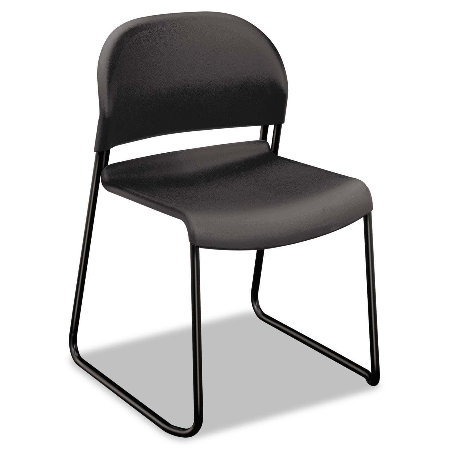 GuestStacker Series Chair, Charcoal with Black Finish Legs, 4/Carton, Gray