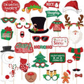 Glitter Christmas Photo Booth Props 30pc Set Photo Backdrop Christmas Party Selfie Prop for Holiday Xmas Party Supplies