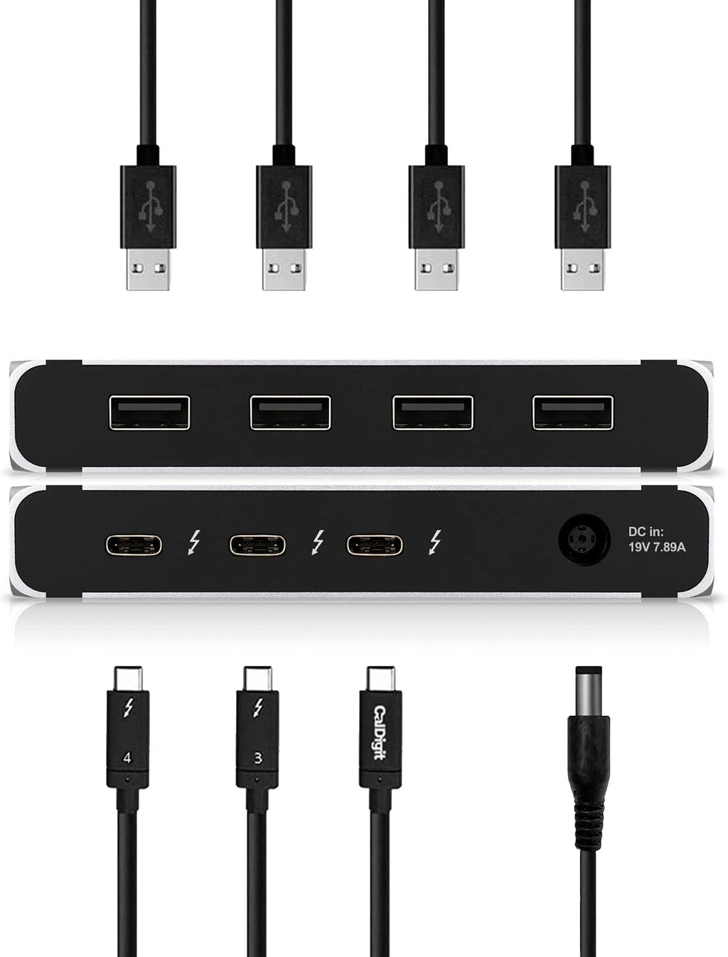 CalDigit Thunderbolt 4 Element Hub - Universal Multi-Port Hub, 4X Thunderbolt 4/USB4 Ports, 4X USB 3.2 Gen2 10Gb/s Ports, Single display up to 8K or Dual 4K 60Hz Displays, 60W Charging with 0.8m Cable