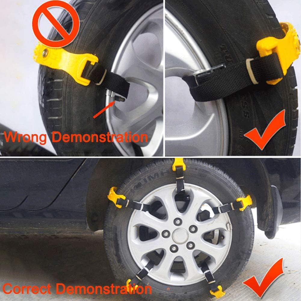 Jeremywell Snow Chains Anti-Skid Emergency Tire Traction for SUV and Cars (Yellow-10pcs) X7533