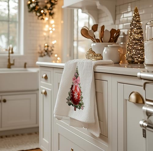 Christmas Tree Kitchen Towels - Neutral Christmas Hand Towels, 16 x 24 Inch V47794