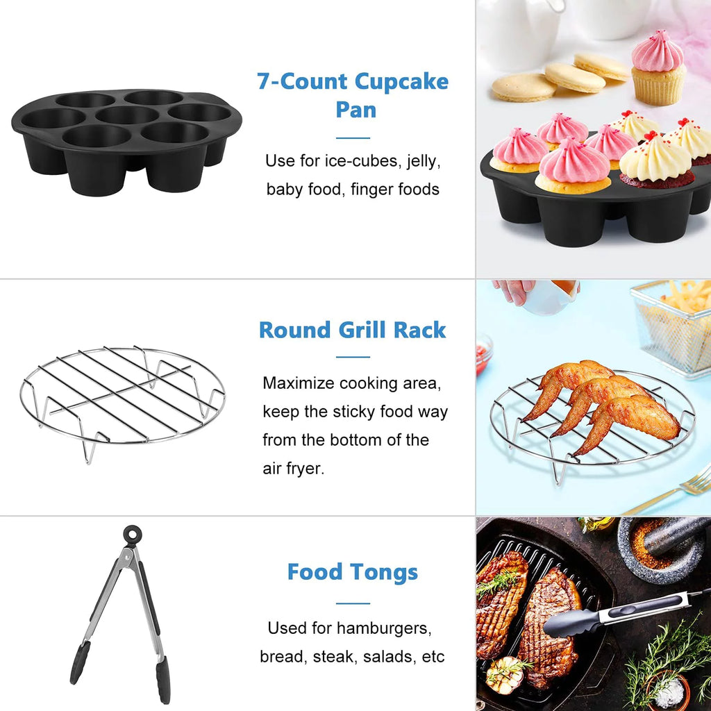 SHANNA BBQ Tools Air Fryer Accessories with Storage Bag for 3.7QT-6.8QT J104124