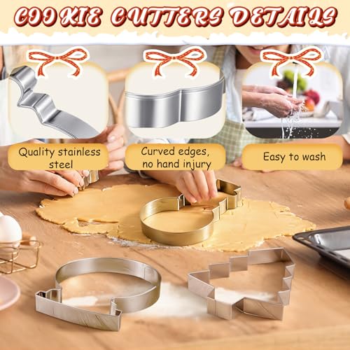 6 Pcs Large Christmas Cookie Cutters Stainless Steel Baking Molds M8080