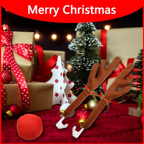 Reindeer Antlers for Cars with Nose, Christmas Car Decorations D2728