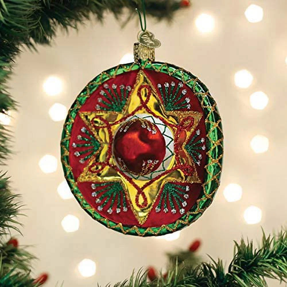 Old World Christmas Glass Blown Ornament Sombrero with Gift Box A8685