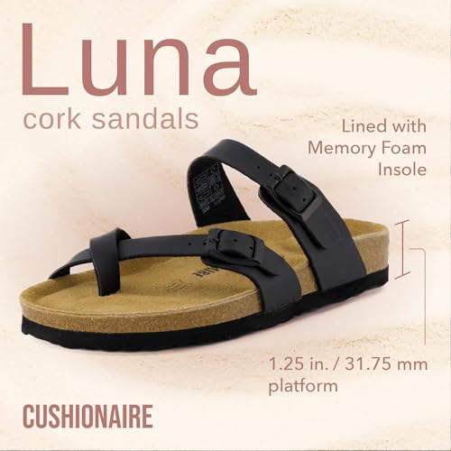 CUSHIONAIRE Women's Luna Cork Footbed Sandal I795