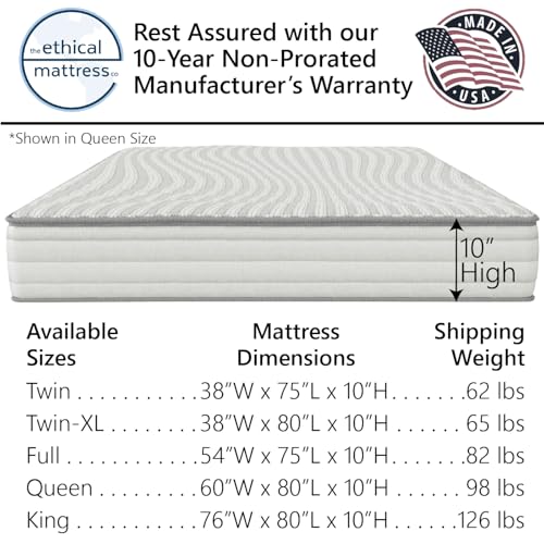 Ethical Mattress CO 10" Toxin-Free Hybrid Mattress, Queen H10280