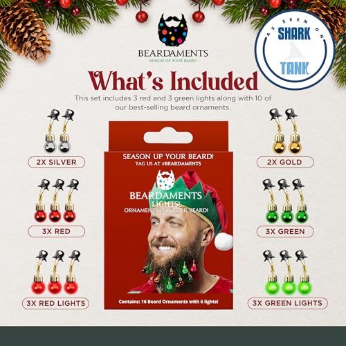 Beardaments Beard Lights - Light-Up Beard Ornaments for Men - 16pc W99268