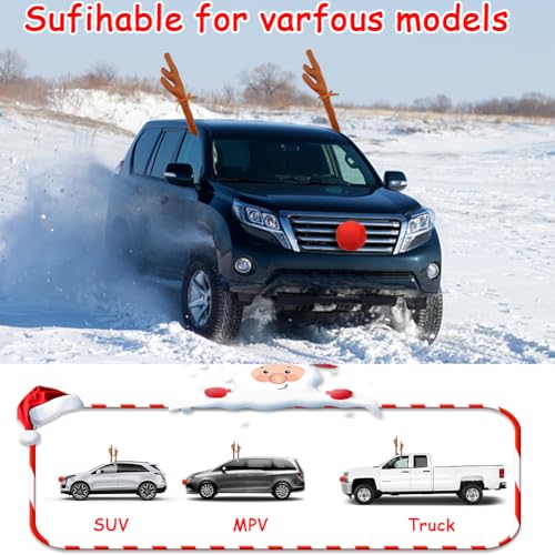 Reindeer Antlers for Cars with Nose, Christmas Car Decorations D2728