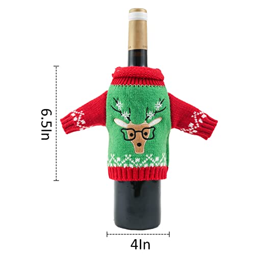 WUWEOT 4 Pack Knitted Christmas Wine Bottle Covers S9863
