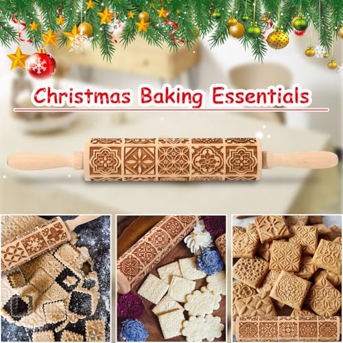 Floral Vine Embossed Wooden Rolling Pin for Baking M158973