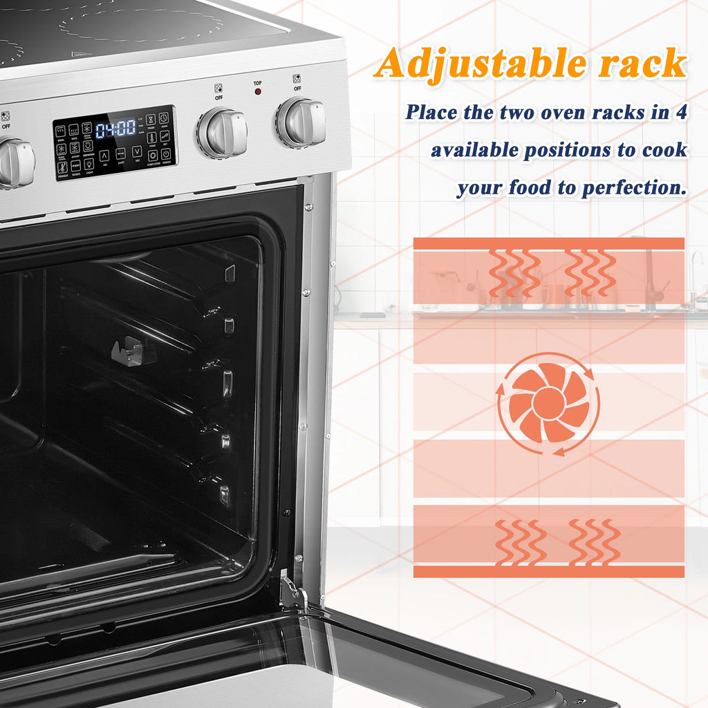 Lanbo 24 inch 2.9 Cu.ft Freestanding Electric Range with Air Fry and Convection Oven O961668