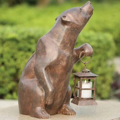 Helpful Bear Lantern - Log Cabin Decor, Black Forest Decor