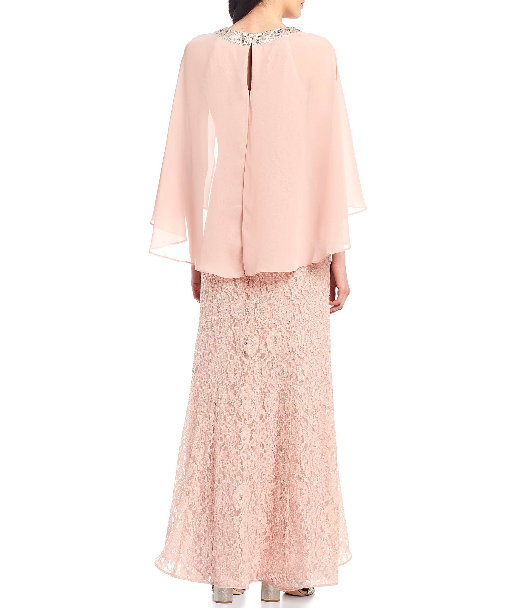 Ignite Evenings Sequin Lace Chiffon Capelet Gown - 10 T53742