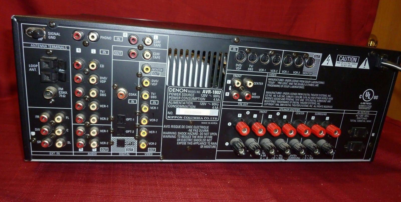 Denon AVR 1802 5.1 Channel Surround Sound Home Theater Receiver O1696