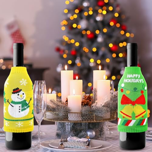 18 Pcs Christmas Knit Sweater Bottle Covers for Cans Soda Beverages F448324