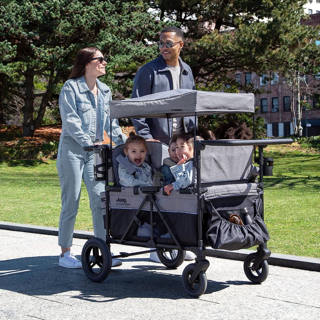 Jeep Wrangler Deluxe 4 Seater Stroller Wagon by Delta Children, Grey D3060