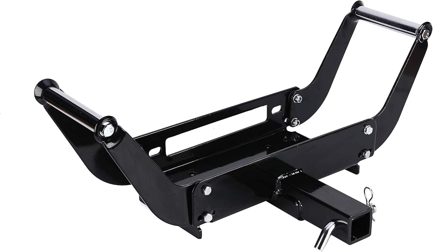 OFF ROAD BOAR Universal Winch Mount Plate - 15000Lbs Capacity Winch Mounting Hitch , Recovery Winch Cradle, Bumper 2'' Hitch Receiver with Folding Bracket