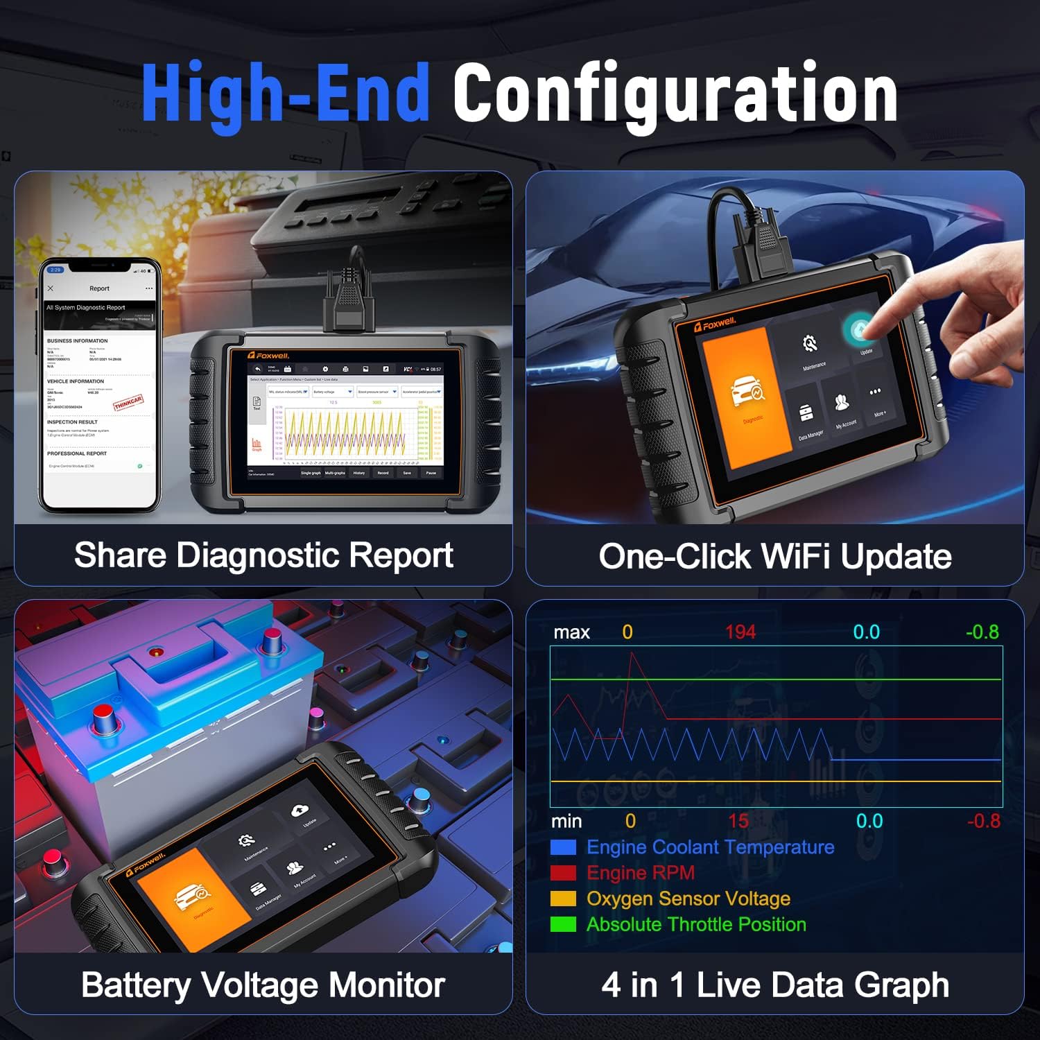 FOXWELL NT809 Bidirectional Scan Tool, All System OBD2 Scanner with 30 Service Reset B986
