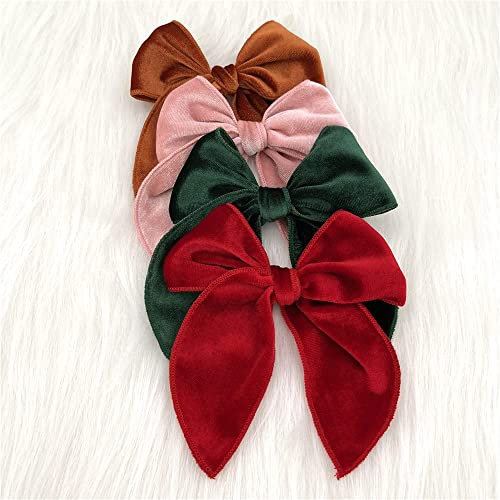 Large Velvet Fable Bow Hair Clips for Baby Girl Toddler Kids Women 12 PCS X8357