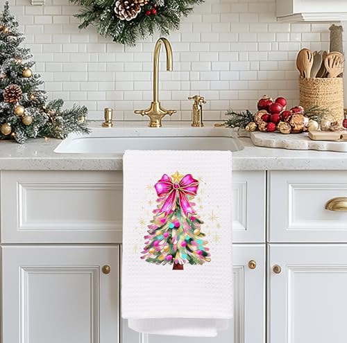 Christmas Tree Kitchen Towels - Neutral Christmas Hand Towels, 16 x 24 Inch V47794