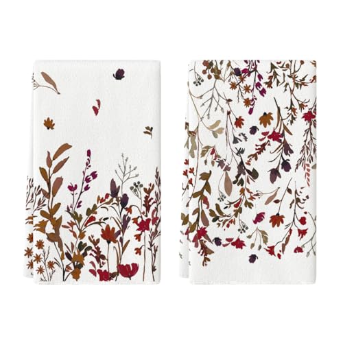 Artoid Mode Wildflower Floral Christmas Kitchen Towels, 18x26 Inch, Set of 2 N243175