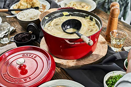 STAUB Cast Iron Dutch Oven 5.5-qt Round Cocotte, Black Matte P4487