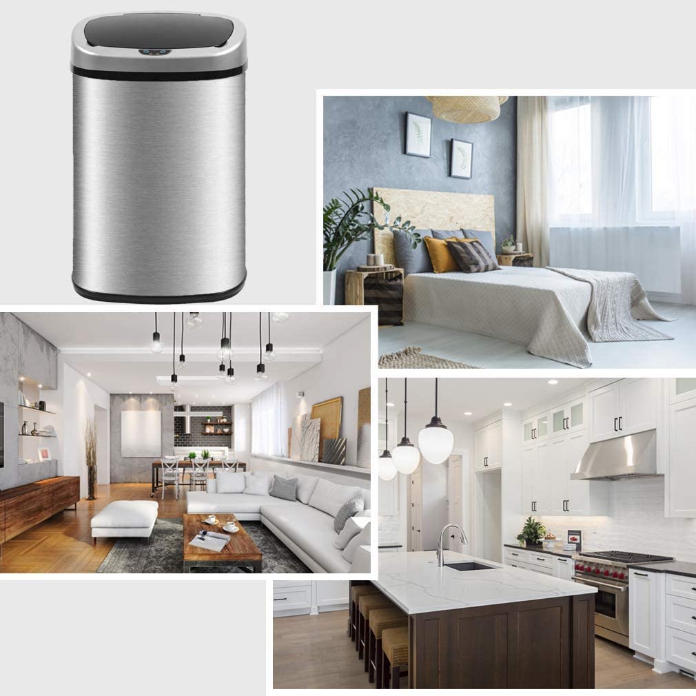 13 Gallon Stainless Steel Motion Sensor Trash Can with Lid J470