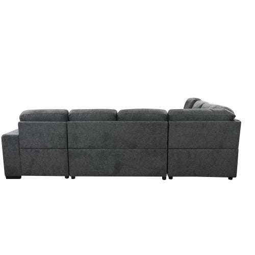 Dolonm 125'' U Shaped Sleeper Sectional Sofa with Pull Out Bed and Storage Ottoman E411022