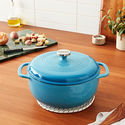 Lodge 6 Quart Enameled Cast Iron Dutch Oven with Lid, Indigo A835868