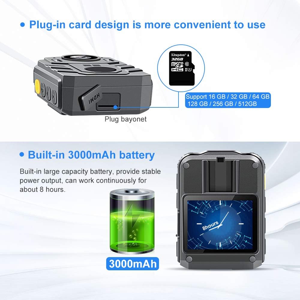 CAMMHD 1296P Police Body Camera with 2 Inch Display, 32GB M85727
