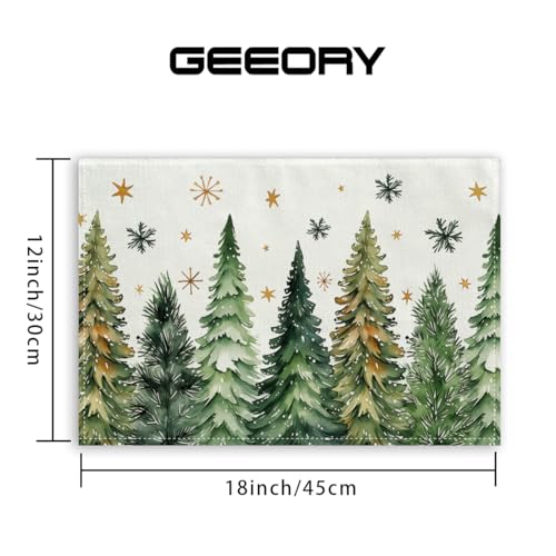 GEEORY Christmas Placemats 12x18 Inch Set of 4, Green Q397