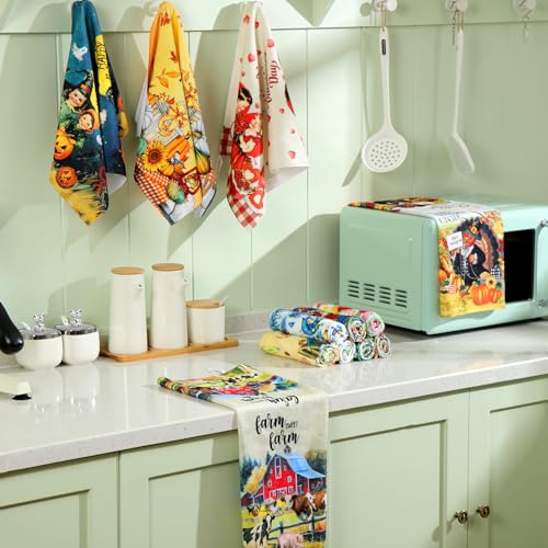 12 Pcs Seasonal Kitchen Towels Set Gnome Style Bright Color K6356