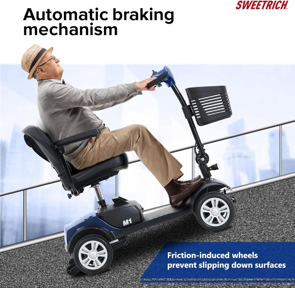 4-Wheel Compact Travel Electric Mobility Scooter for Seniors, 300 lbs Capacity, Foldable X8623