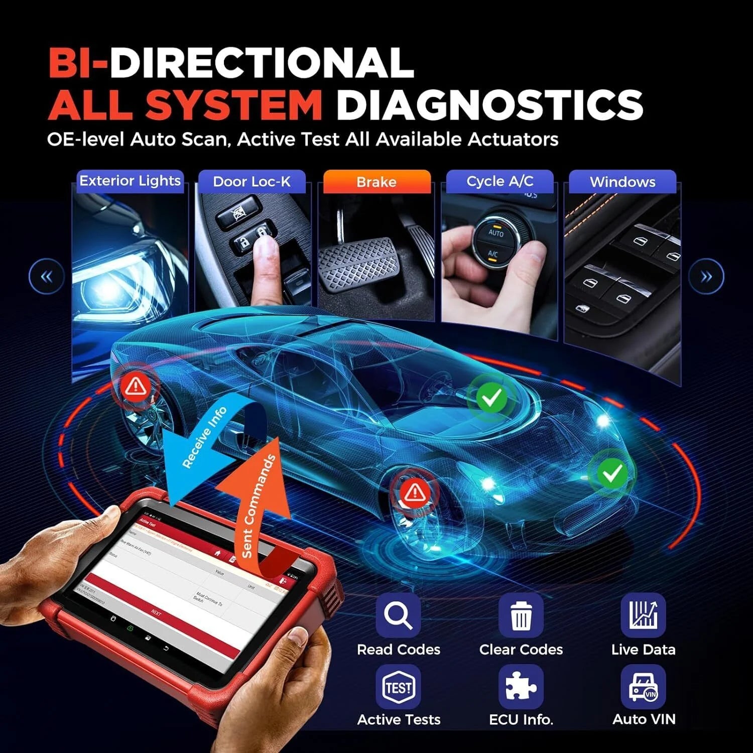 LAUNCH X431 CRP919X BT Elite Car Diagnostic OBD2 Scanner, All System Scan, ECU Coding, IMMO F480048